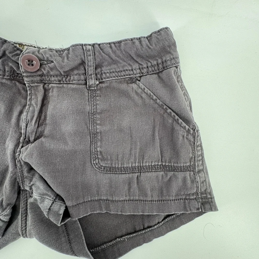 Iris Basic Womens Utility Shorts Charcoal Gray Stretch Cotton Size M Floral Trim